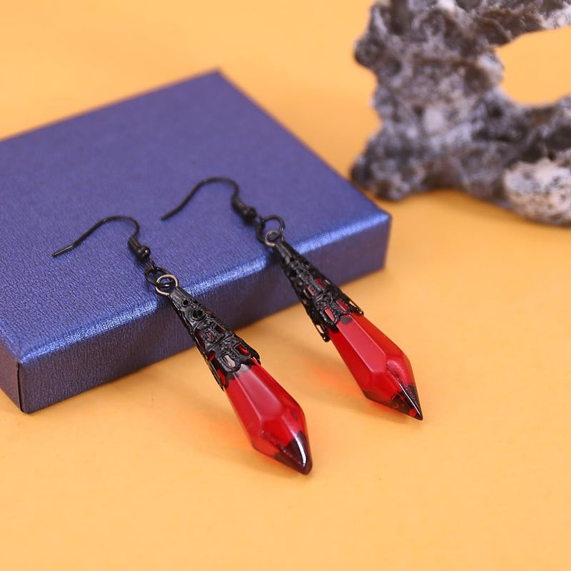 CSIYANJRY99 Goth Bat Crystal Earrings Vampire Accessories for Women Halloween Earring Gothic Jewelry Dangle Earrings Witch Victorian Vintage Dress Costume - Image 5